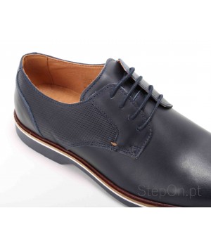 Sapatos Para Homem Estilo Casual Em Pele Azul Ref: 1700-D
