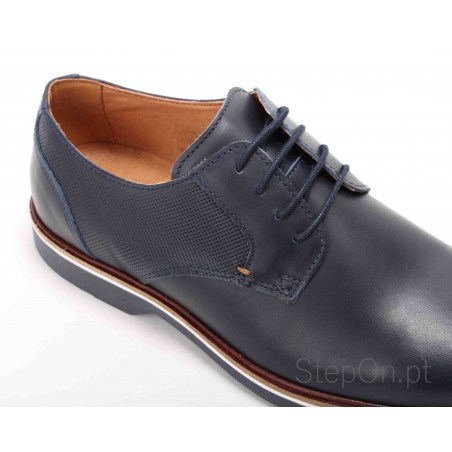 Sapatos Para Homem Estilo Casual Em Pele Azul Ref: 1700-D