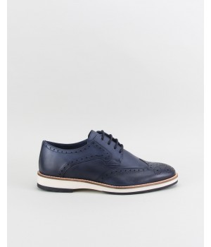Sapatos Azuis Lages em Pele com Florao de Estilo Ingles Ref: 1211425