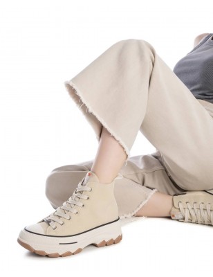 REFRESH Sapatilhas de Lona Cano Alto Bege Ref: 172317
