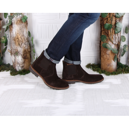Botas Castanhas Em Camurca Com Elastico Para Homem Ref: 155  
