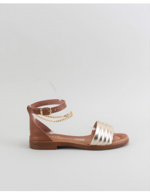Sandalias Rasteiras com Corrente Dourada na Fivela Ref: 2215