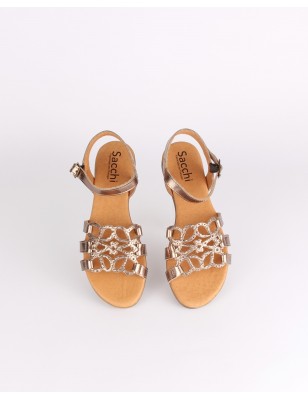 Sandalias Rasas Platina Couro SACCHI Ref: 3390