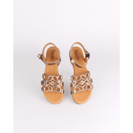 Sandalias Rasas Platina Couro SACCHI Ref: 3390