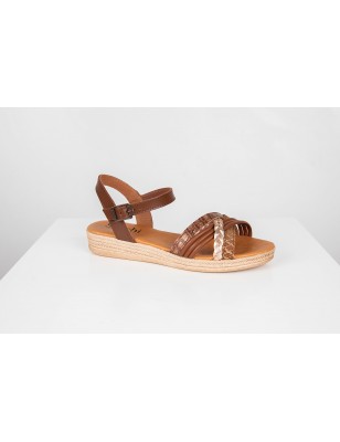 Sandalias Rasas Camel Couro SACCHI Ref: 4412