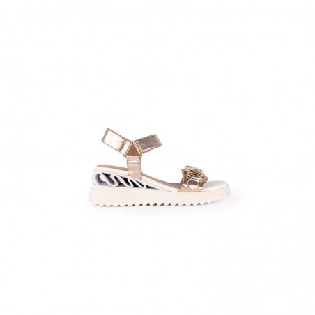 Sandálias de Cunha Rock Away White/Gold Ref: 85671