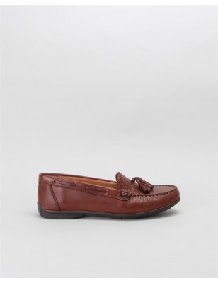 Mocassins Em Pele Camel Com Berloque Sacchi Ref:541PE