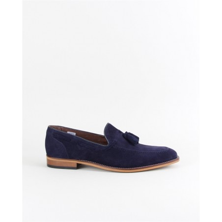 Loafers Homem Com Berloque Camurca Azul Ref: 5002