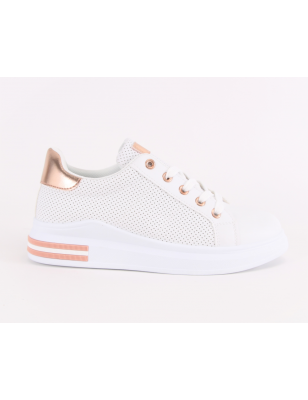 Sapatilhas Branco/Champanhe Para Senhora A2321C
