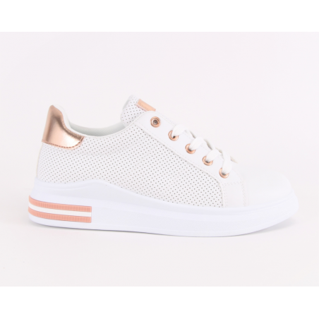 Sapatilhas Branco/Champanhe Para Senhora A2321C