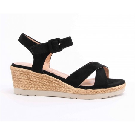 Sandalias de Cunha Pretas Para Senhora  