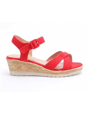 Sandalias de Cunha Vermelhas Para Senhora  