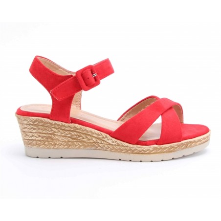 Sandalias de Cunha Vermelhas Para Senhora  