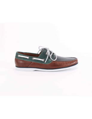 Sapatos De Vela Em Pele Camel/ Azul Marinho/ Verde Para Homem - SNOB SHOES Ref: 1810