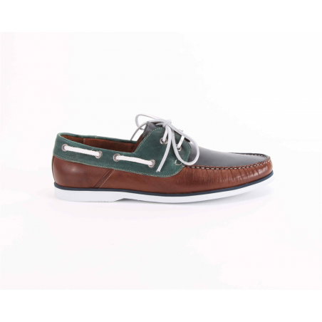 Sapatos De Vela Em Pele Camel/ Azul Marinho/ Verde Para Homem - SNOB SHOES Ref: 1810