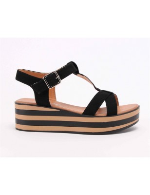 Sandalias Pretas De Plataforma Para Senhora 