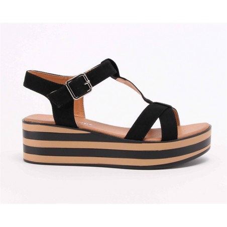 Sandalias Pretas De Plataforma Para Senhora 