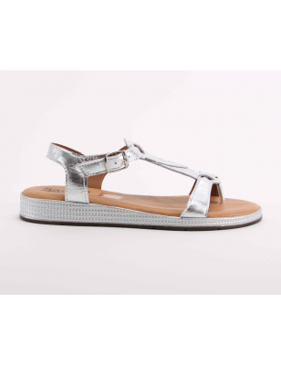 Sandalias Em Pele Prateadas Para Senhora Sacchi