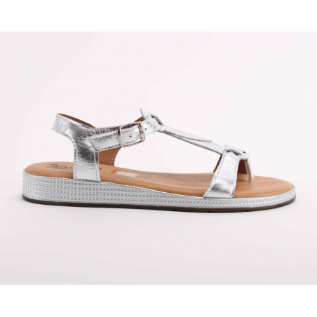 Sandalias Em Pele Prateadas Para Senhora Sacchi