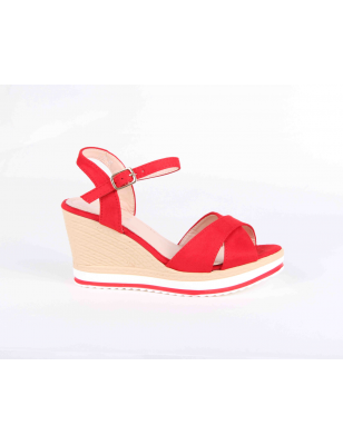 Sandalias De Cunha Para Senhora  Cor: Vermelho Ref: H-57V