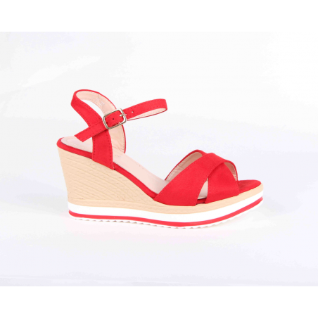 Sandalias De Cunha Para Senhora  Cor: Vermelho Ref: H-57V