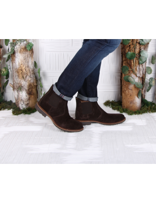 Botas Castanhas Em Camurca Com Elastico Para Homem Ref: 155  