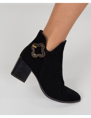 Botins Pretos Tacao Alto Camurca SAMELLI Ref: D28