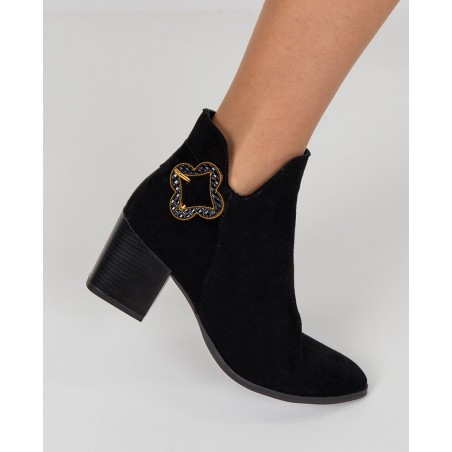 Botins Pretos Tacao Alto Camurca SAMELLI Ref: D28