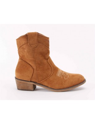 Botas Texanas Camel De Cano Curto Para Senhora