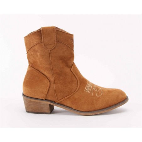 Botas Texanas Camel De Cano Curto Para Senhora