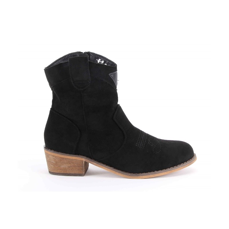 Botas Texanas Pretas De Cano Curto Para Senhora