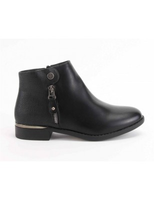 Botas Pretas Com Fecho Lateral De Cano Curto Para Senhora 