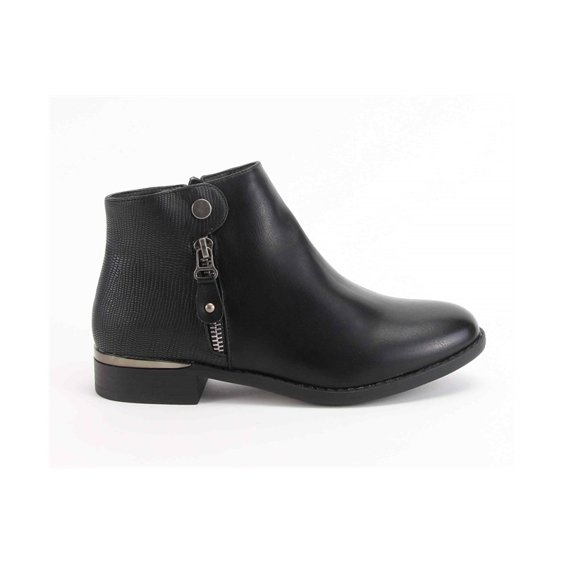 Botas Pretas Com Fecho Lateral De Cano Curto Para Senhora 