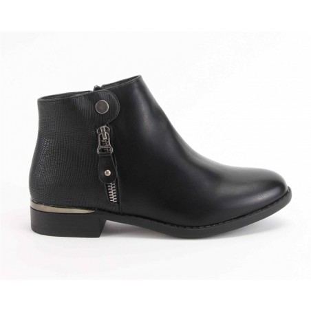 Botas Pretas Com Fecho Lateral De Cano Curto Para Senhora 