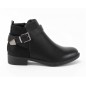 Botas Pretas De Cano Curto Com Fivela Para Senhora   