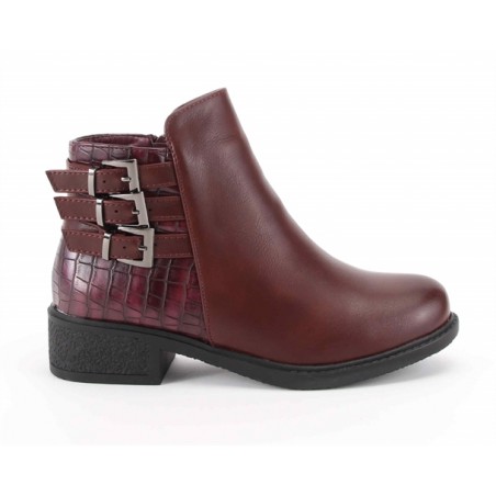 Botas Bordo De Cano Curto Com Fivelas Na Lateral Para Senhora