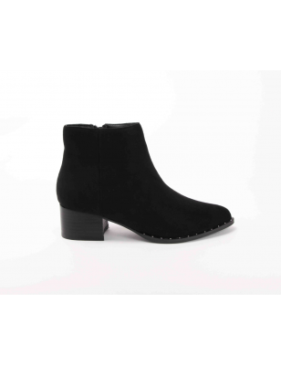 DIFFERENT Botas De Salto Alto Pretas Em Pele De Pessego Para Senhora Ref: 6829P