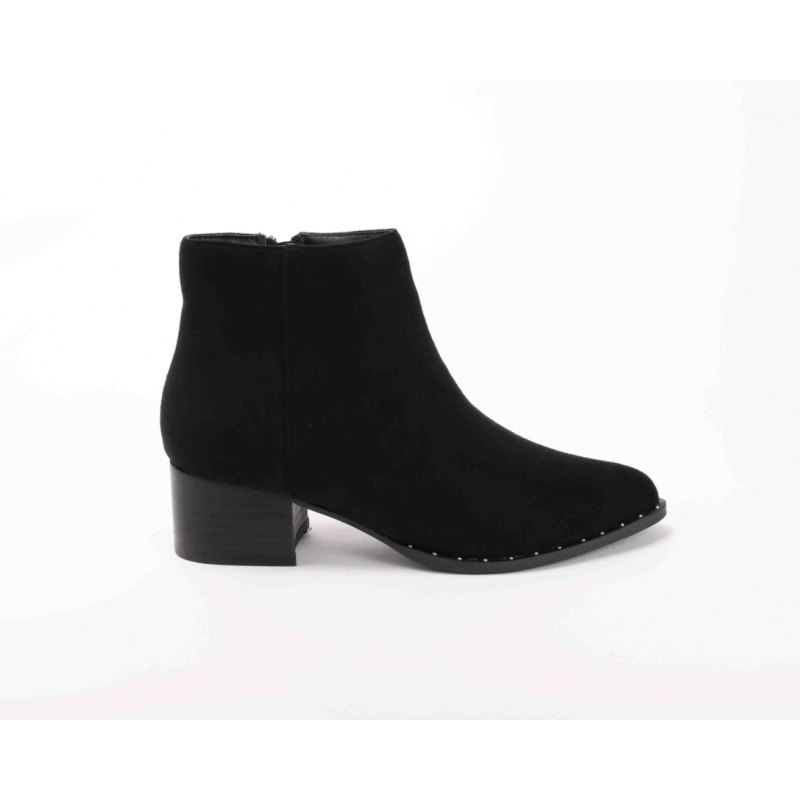 DIFFERENT Botas De Salto Alto Pretas Em Pele De Pessego Para Senhora Ref: 6829P
