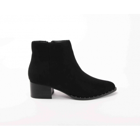 DIFFERENT Botas De Salto Alto Pretas Em Pele De Pessego Para Senhora Ref: 6829P