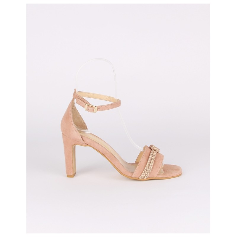 Sandalias Nude Salto Alto Camurca LAGES Ref: 8571