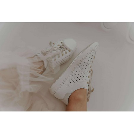 SACCHI SAPATILHAS DE SENHORA BRANCAS/OURO REF:2848-37B