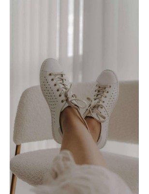 SACCHI SAPATILHAS DE SENHORA BRANCAS/OURO  REF:2848-37B