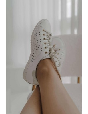 SACCHI SAPATILHAS DE SENHORA BRANCAS/OURO  REF:2848-37B