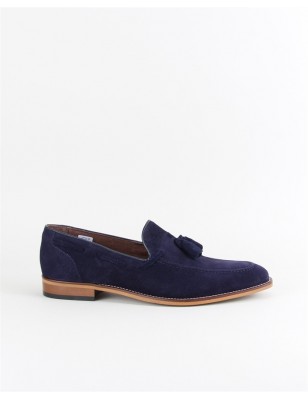 Loafers Homem Com Berloque Camurca Azul Ref: 5002