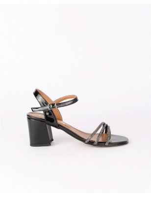 Sandalias Pretas Salto Medio LAGES Ref: 506