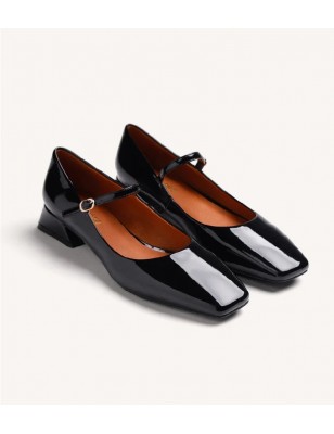 GIOSEPPO SAPATOS PRETOS MARY-JANE EFEITO VERNIZ  REF. 80828
