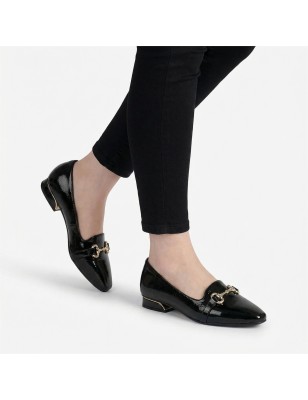 PICCADILLY MAXI - LOAFER  SILVIA SALTO BAIXO PRETO  REF: 279050-7