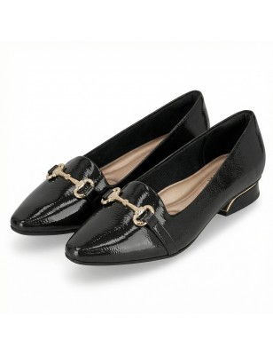 PICCADILLY MAXI - LOAFER  SILVIA SALTO BAIXO PRETO  REF: 279050-7