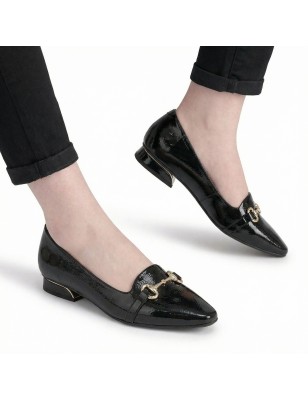 PICCADILLY MAXI - LOAFER  SILVIA SALTO BAIXO PRETO  REF: 279050-7