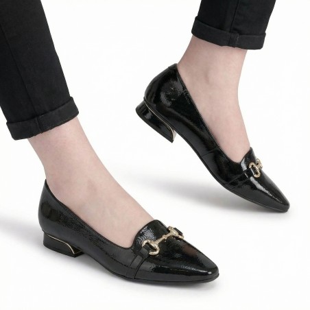 PICCADILLY MAXI - LOAFER  SILVIA SALTO BAIXO PRETO  REF: 279050-7